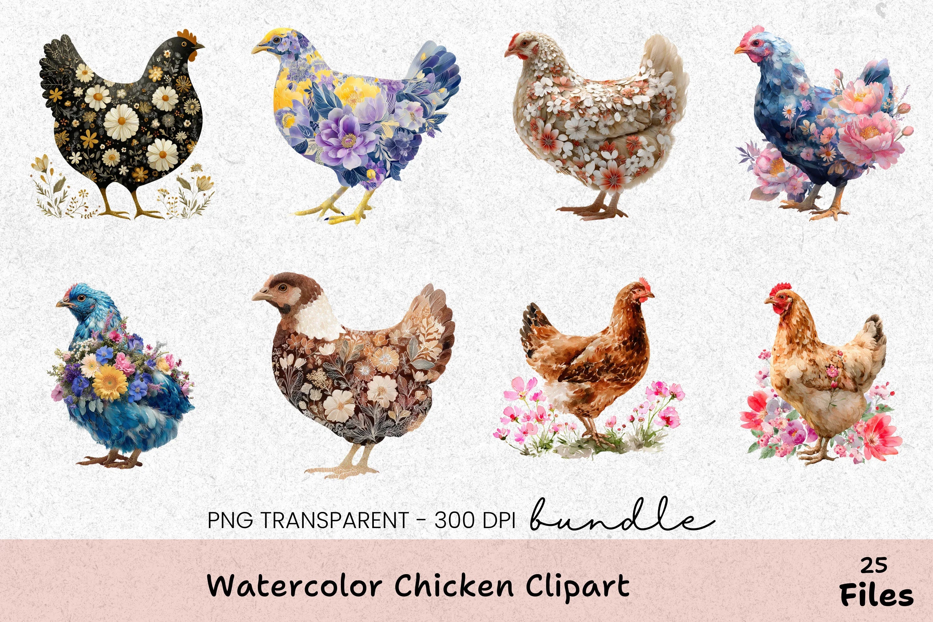 Chicken Clipart Bundle - 387 Unique Designs - CraftNest - Digital Crafting and Art