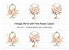 Vintage Mirror with Pink Roses Clipart Bundle