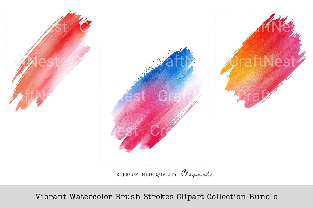 Vibrant Brush Strokes Clipart Bundle