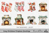 Christmas Fireplace and Stockings Clipart Bundle