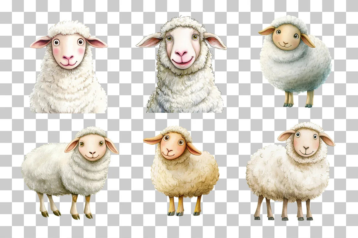 Funny Cartoon Sheep Clipart Bundle - CraftNest - Digital Crafting and Art