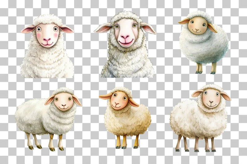 Funny Cartoon Sheep Clipart Bundle - CraftNest - Digital Crafting and Art