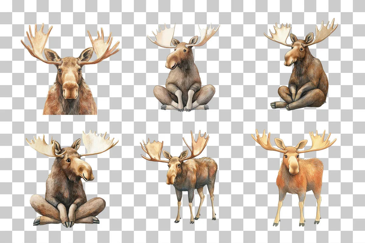 Funny Cartoon Moose Clipart Bundle - CraftNest - Digital Crafting and Art
