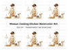 Kitchen Scene Woman Cooking Clipart Bundle
