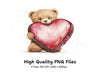 Cute Teddy Bear Holding Heart Clipart Bundle