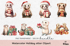 Holiday Otter Clipart Bundle - CraftNest - Digital Crafting and Art