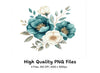 Elegant Teal Gold Floral Clipart Bundle