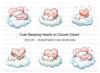 Sleeping Hearts on Clouds Clipart Bundle