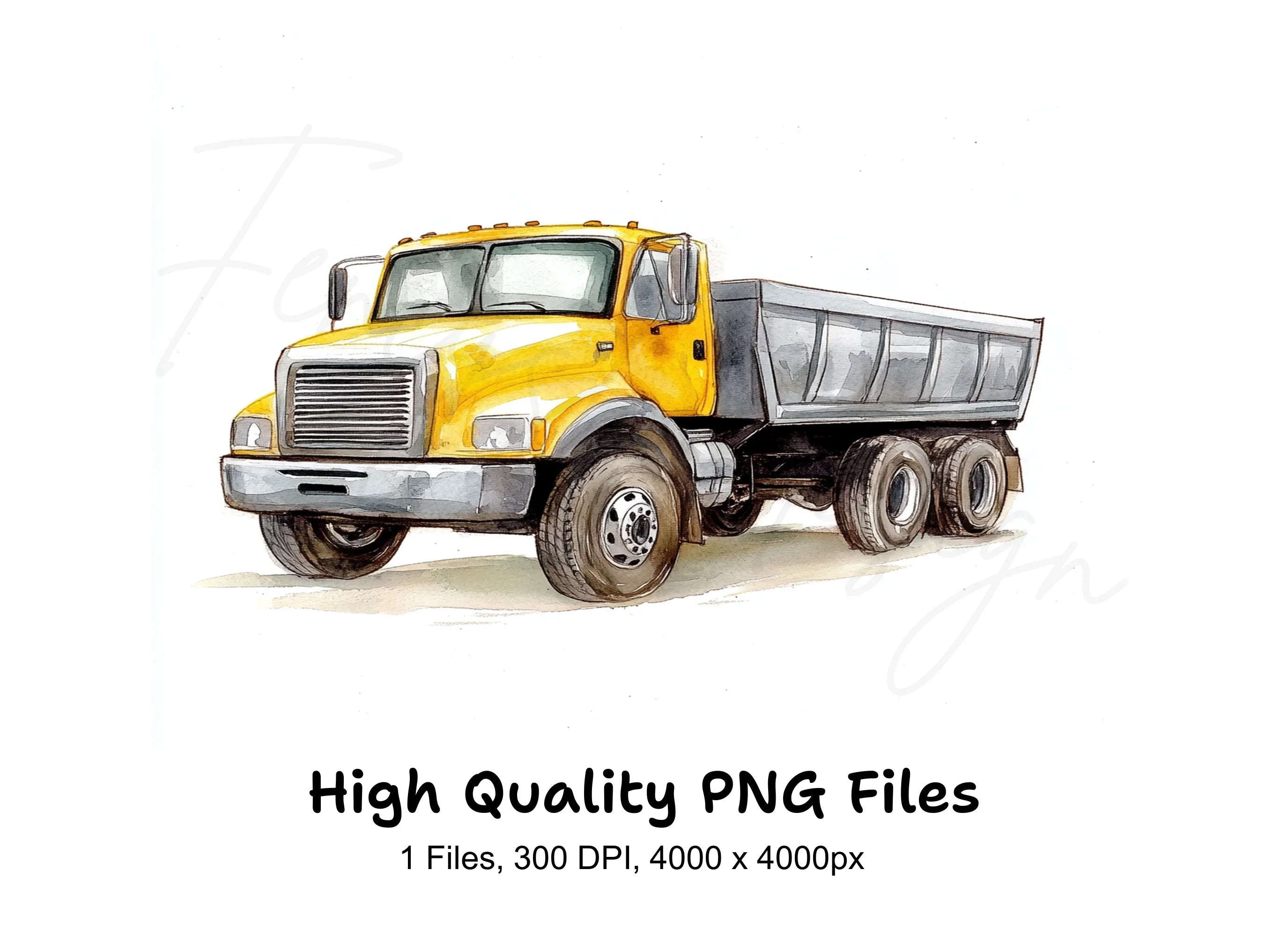 Yellow Dump Truck Clipart Bundle