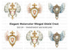 Elegant Winged Shields Clipart Bundle