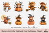 Cute Highland Cow Halloween Clipart Bundle