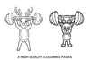 Reindeer Weightlifting Coloring Books