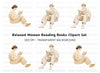 Young Woman Reading Book Clipart Bundle