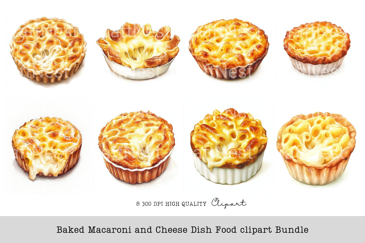 Baked Macaroni And Cheese Dish Food Clipart Bundle