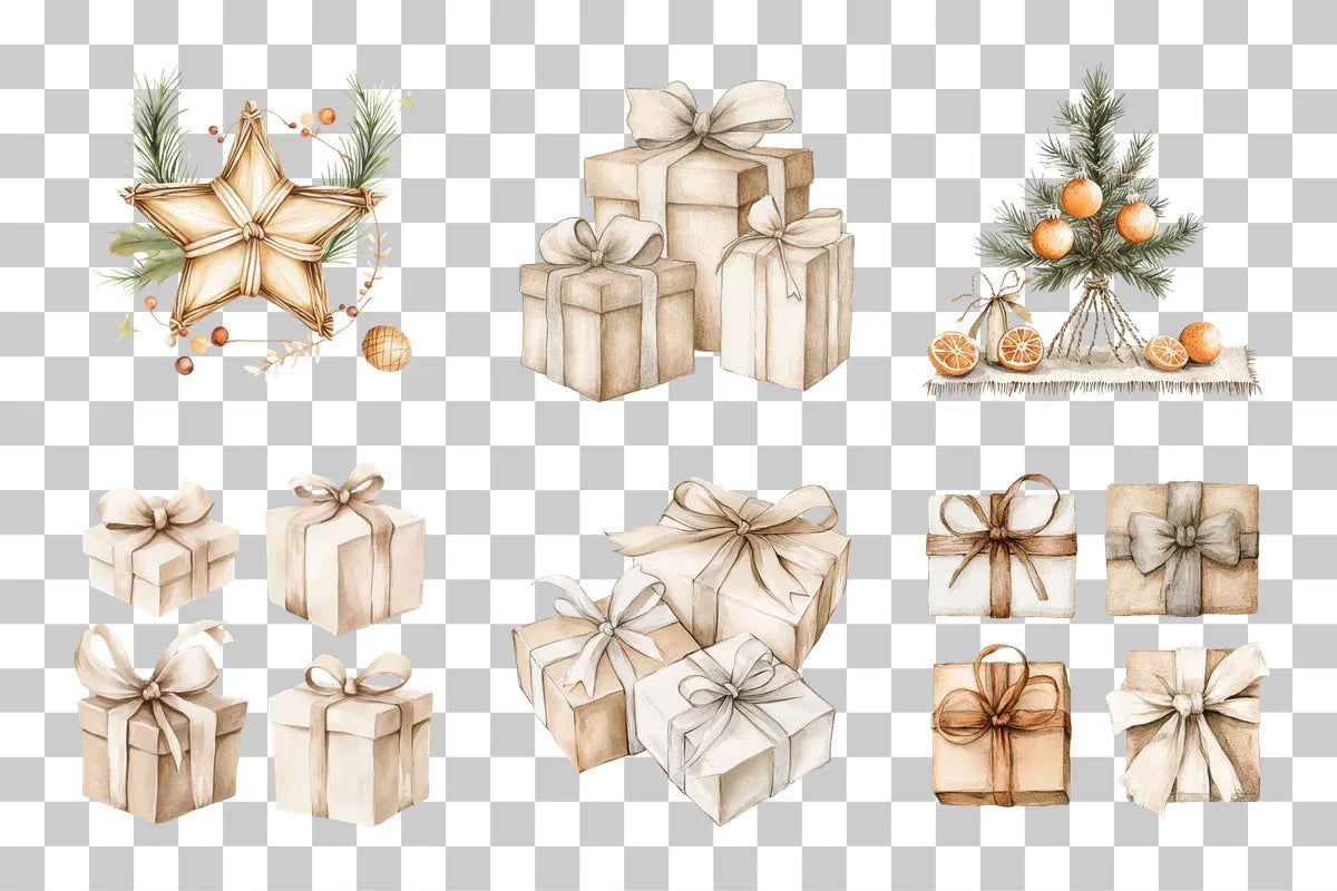 Neutral Christmas Clipart Bundle - CraftNest - Digital Crafting and Art