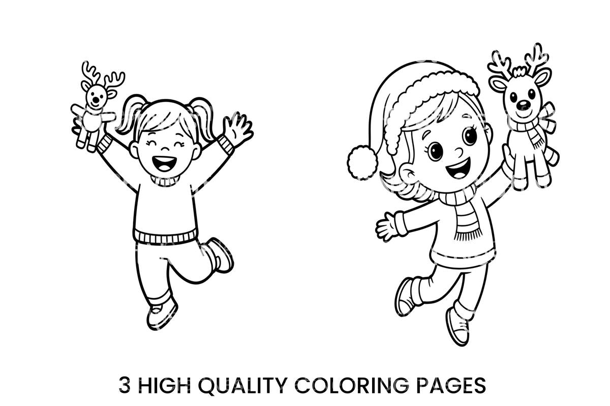Christmas Girls with Reindeer Coloring Books