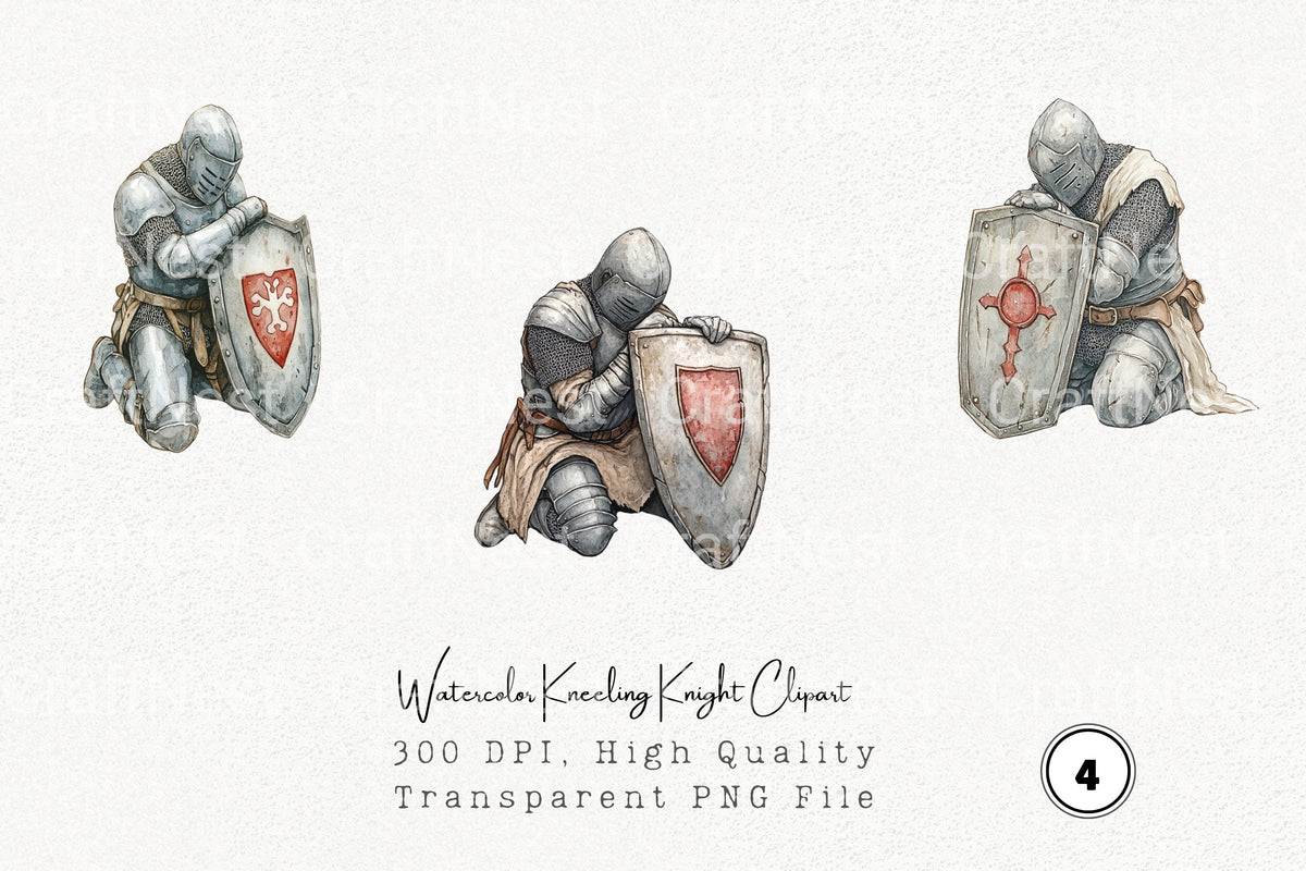 Kneeling Knight Clipart Bundle