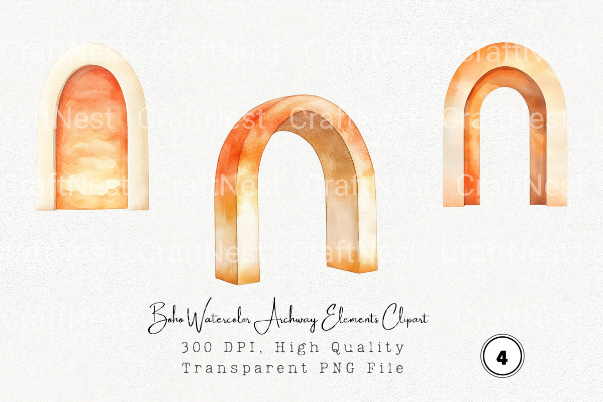 Boho Archway Elements Clipart Bundle