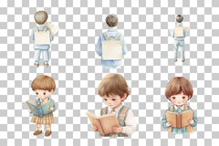 School Boy Studying Clipart Bundle - CraftNest - Digital Crafting and Art