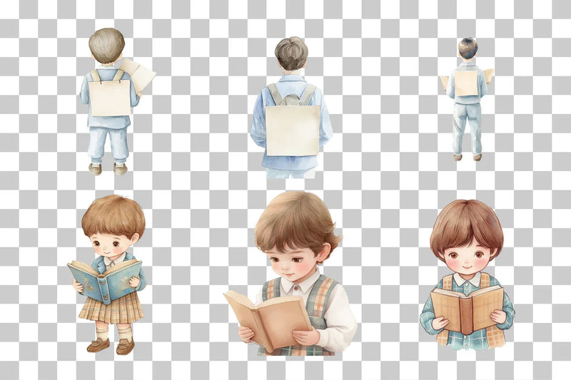 School Boy Studying Clipart Bundle - CraftNest - Digital Crafting and Art