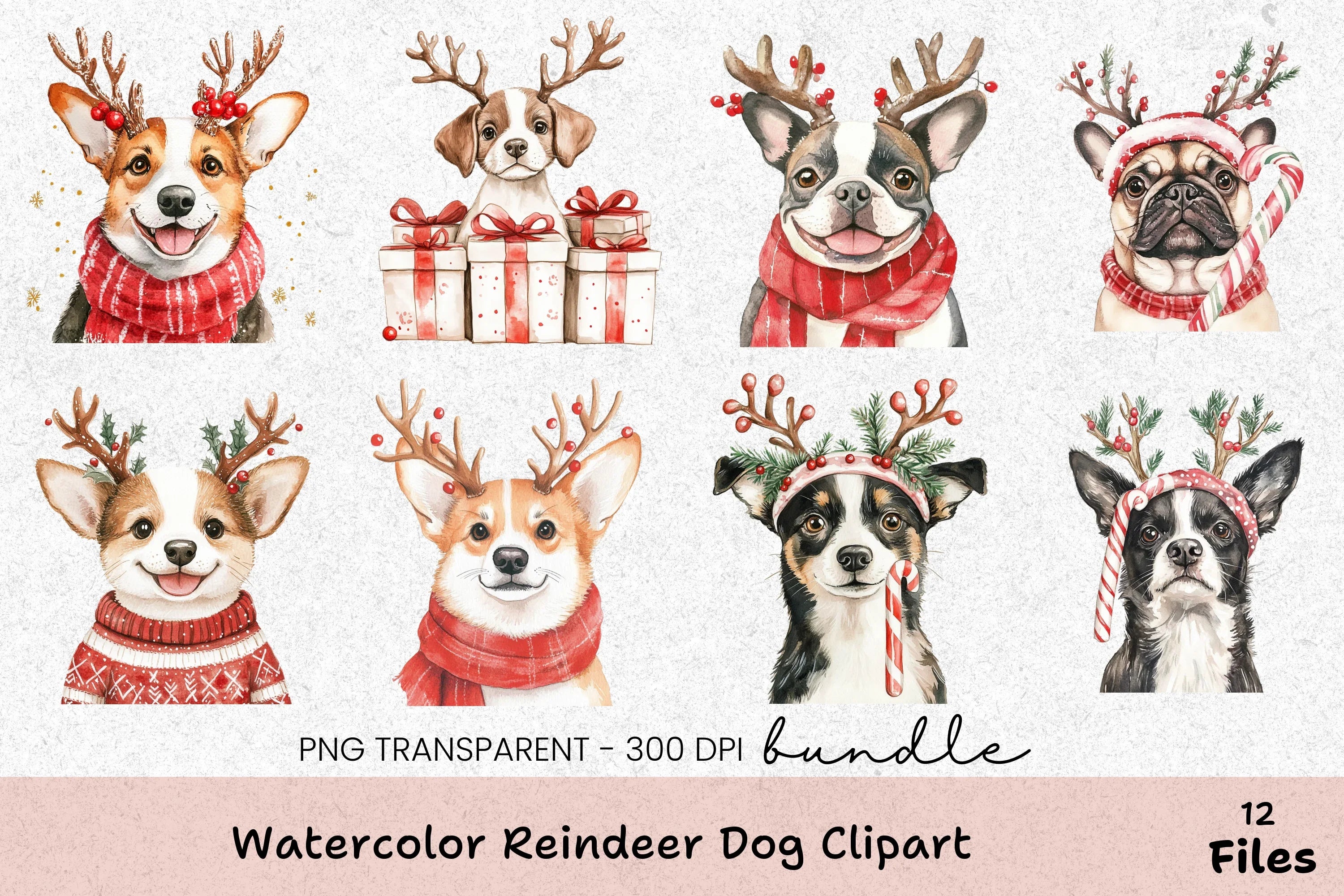 Reindeer Dog Clipart Bundle - CraftNest - Digital Crafting and Art