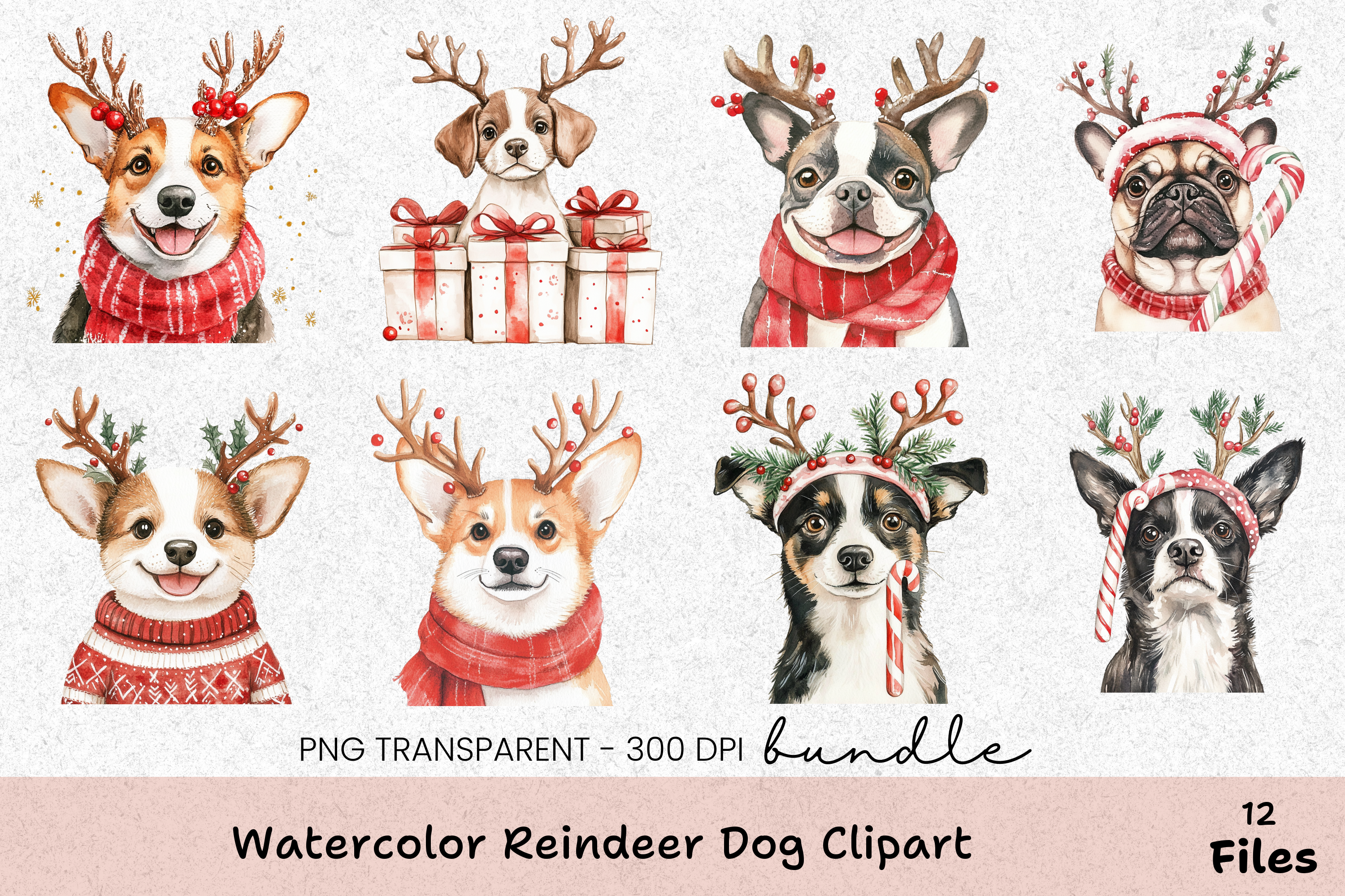 Reindeer Dog Clipart Bundle