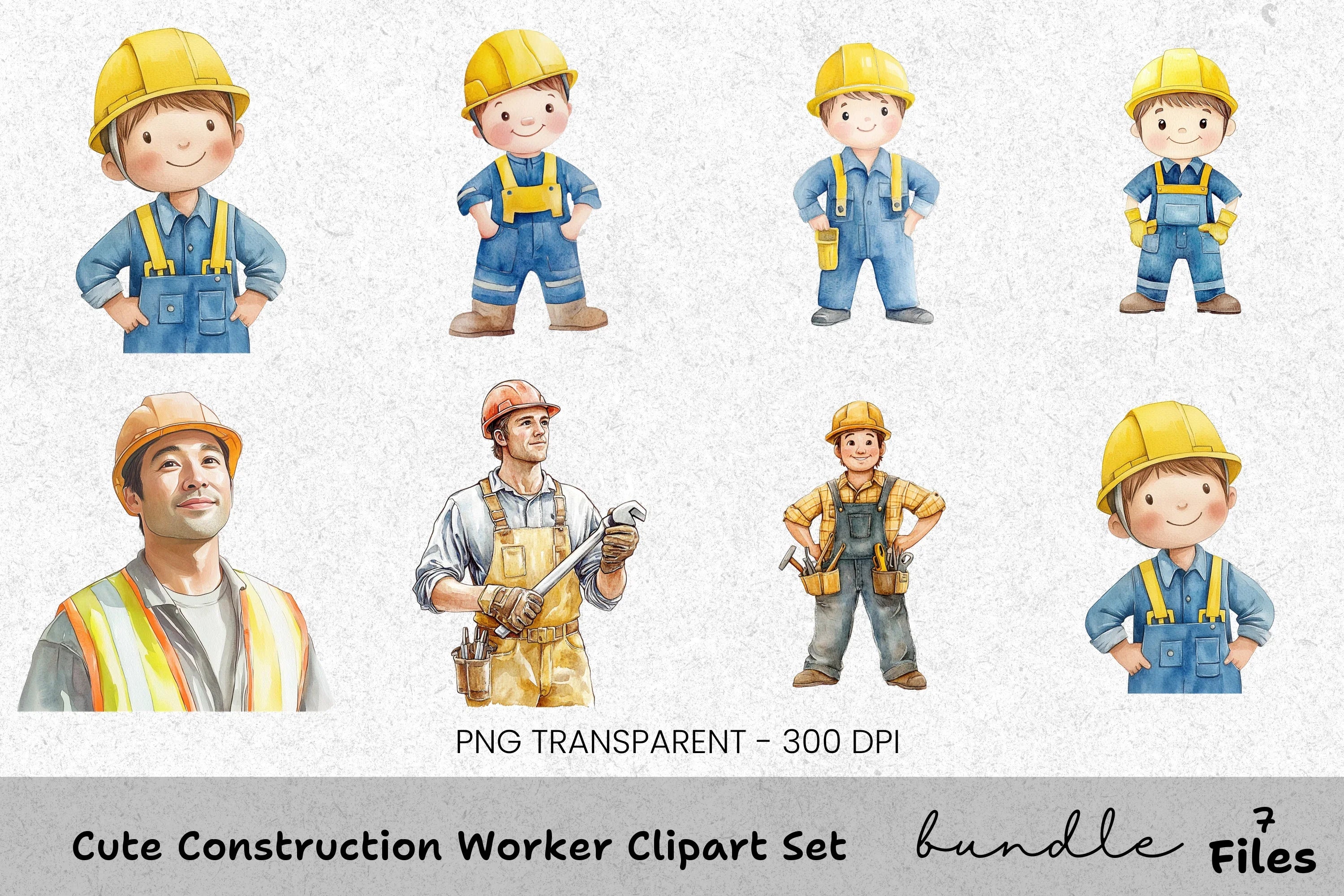 Cute Construction Worker Clipart Bundle