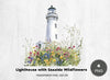 Lighthouse and Seaside Wildflowers Clipart Bundle