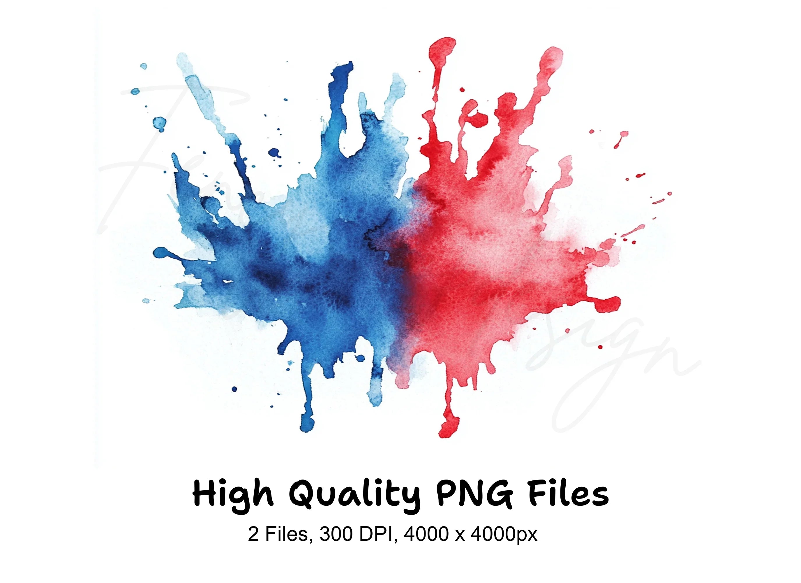 Red and Blue Splashes Clipart Bundle