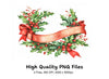 Christmas Holly Wreath Clipart Bundle