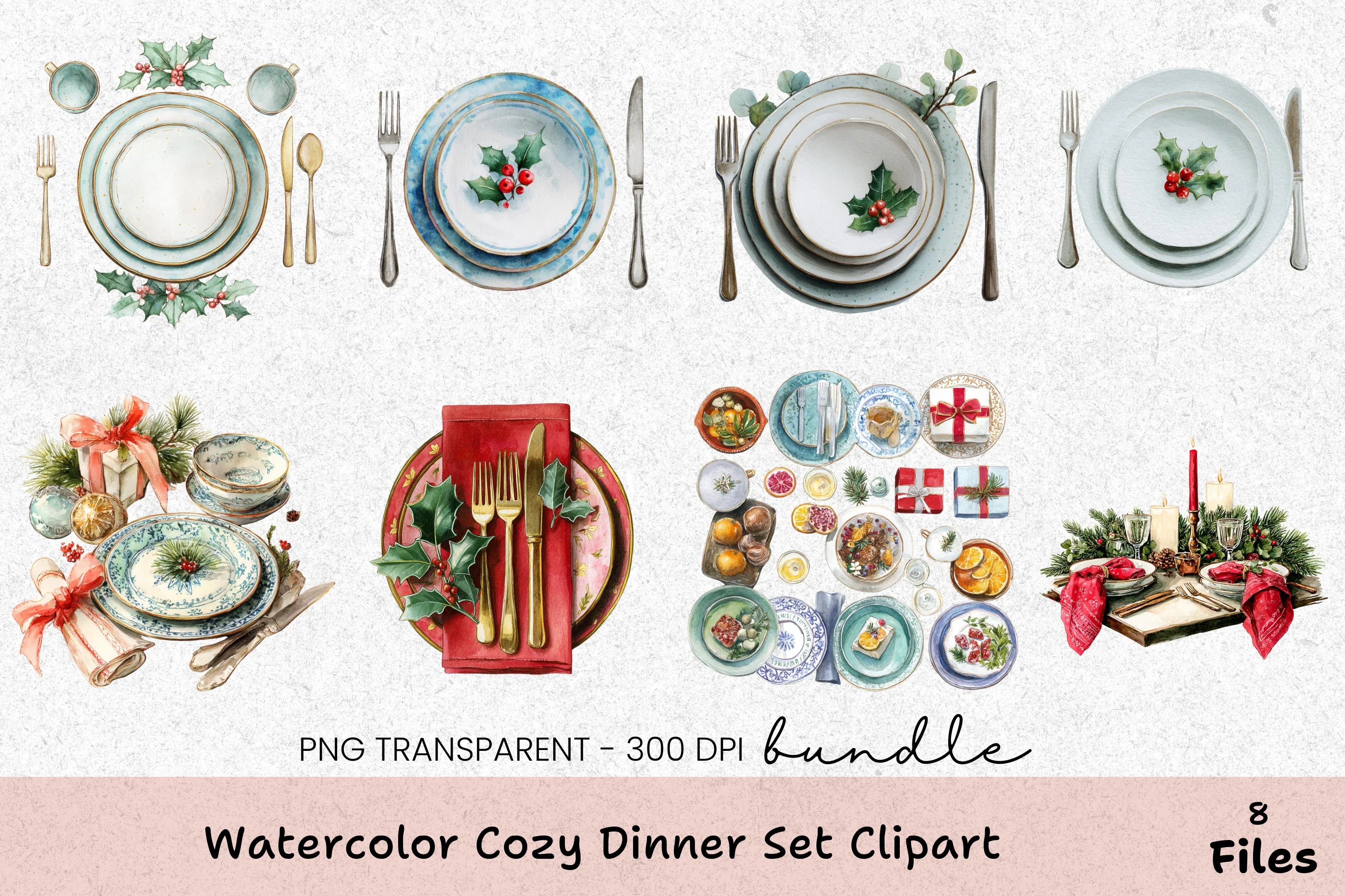 Cozy Dinner Set Clipart Bundle - CraftNest - Digital Crafting and Art