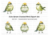 Cute Green Birds Clipart Bundle