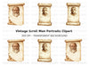 Historical Portraits on Old Scrolls Clipart Bundle