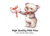 Sweet Teddy Bear Holding Heart Clipart Bundle
