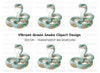 Elegant Teal Snake with Gold Ornaments Clipart Bundle
