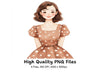 Cute Polka Dot Dress Girls Clipart Bundle