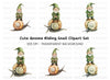 Green Hat Gnomes Riding Snails Clipart Bundle