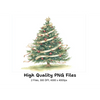 Festive Christmas Tree and Pink Leaves Clipart Bundle
