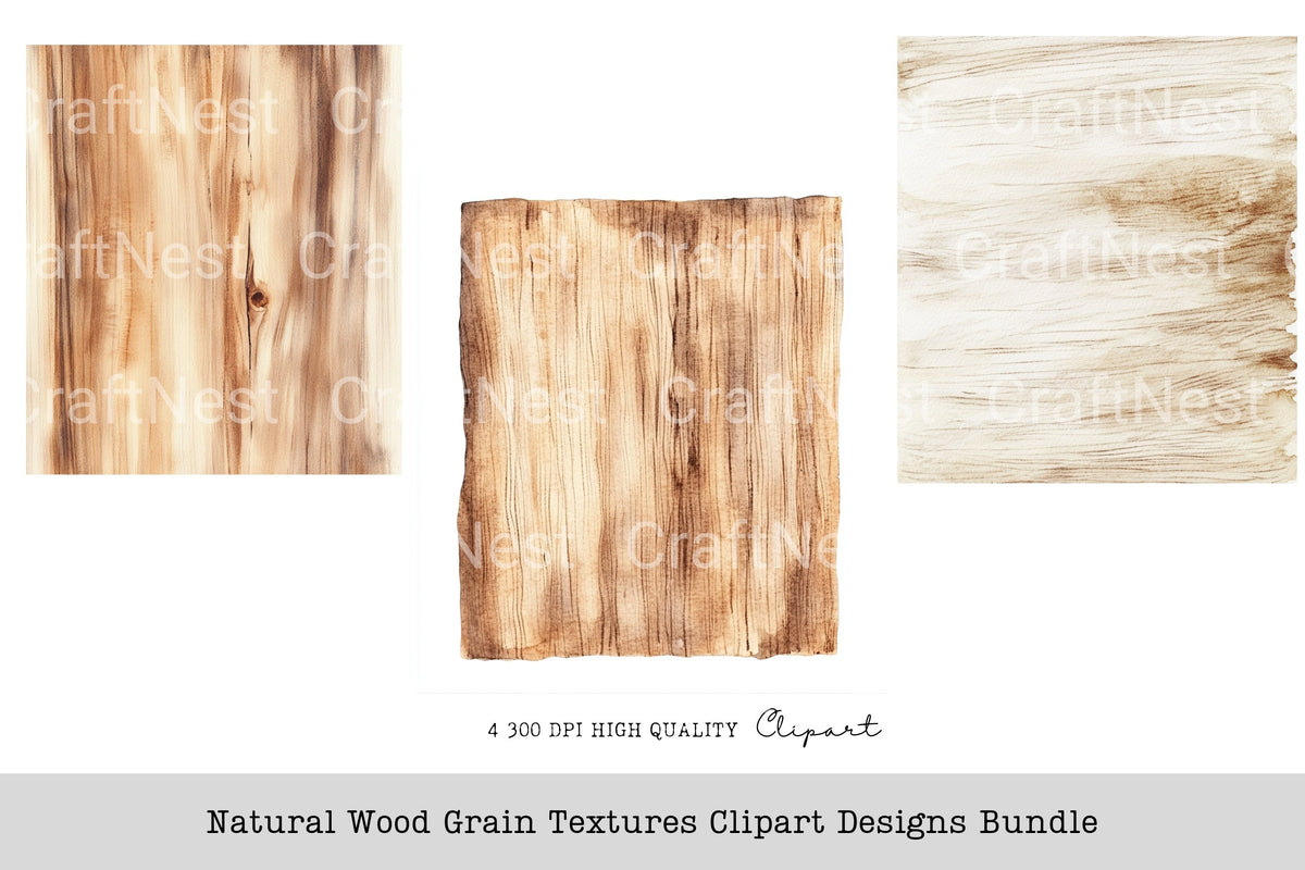 Natural Wood Grain Textures Designs Clipart Bundle