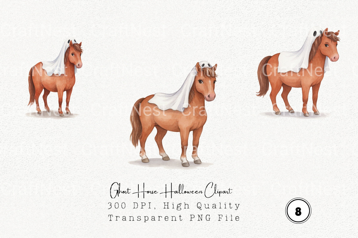 Ghost Horse Halloween Clipart Bundle