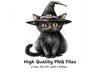 Cute Black Witch Cat Clipart Bundle