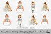 Young Women Working with Laptops Clipart Bundle