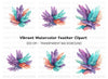 Pastel Feather Burst Clipart Bundle