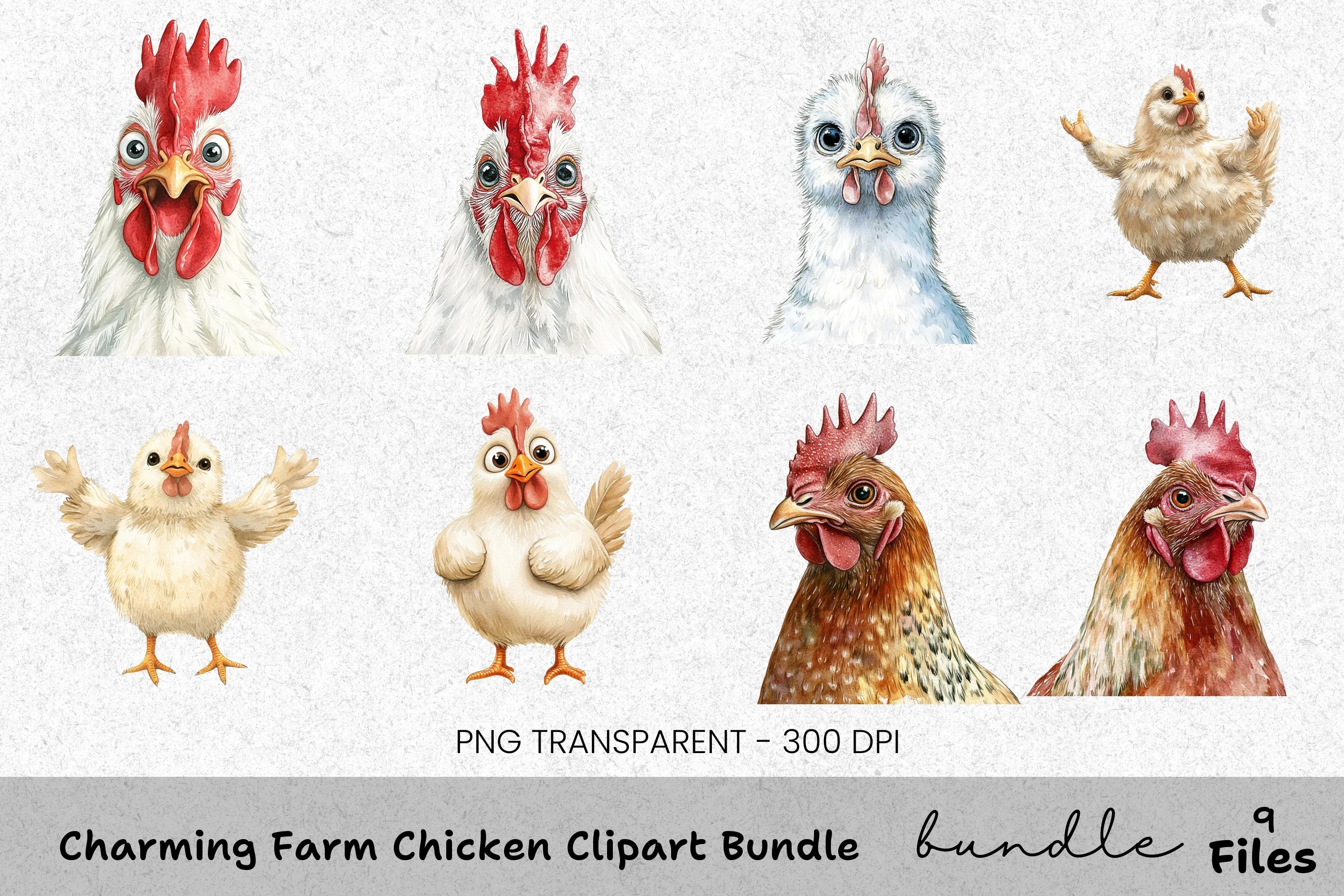 Charming Farm Chicken Clipart Bundle