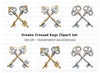 Vintage Crossed Skeleton Keys Clipart Bundle