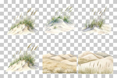 Coastal Sand Dunes with Grass Clipart Bundle - CraftNest - Digital Crafting and Art