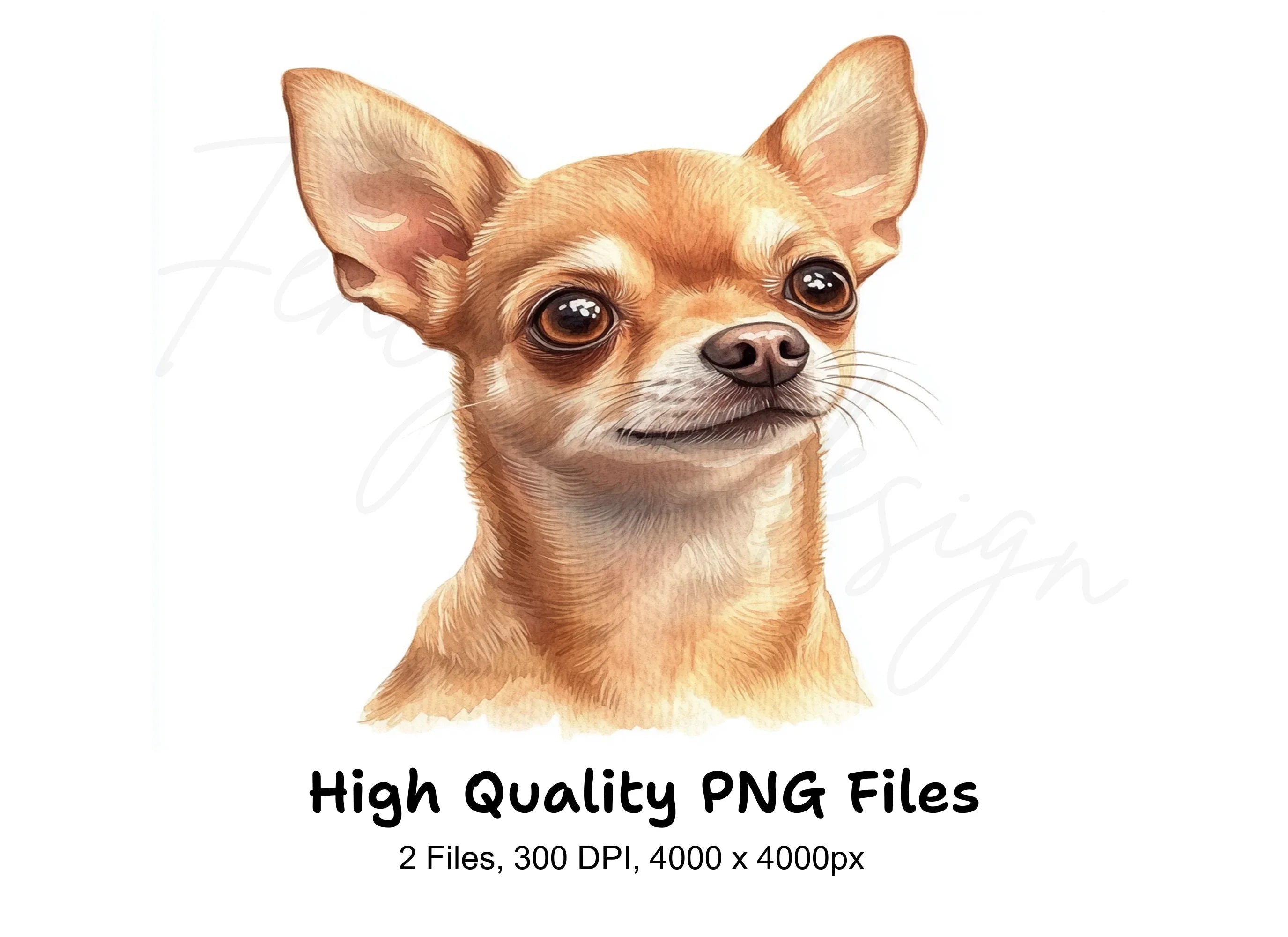 Cute Chihuahua Dog Head Portrait Clipart Bundle