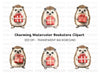 Cute Hedgehog with Red Gift Box Clipart Bundle
