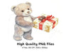 Cute Teddy Bear Holding Gift Clipart Bundle
