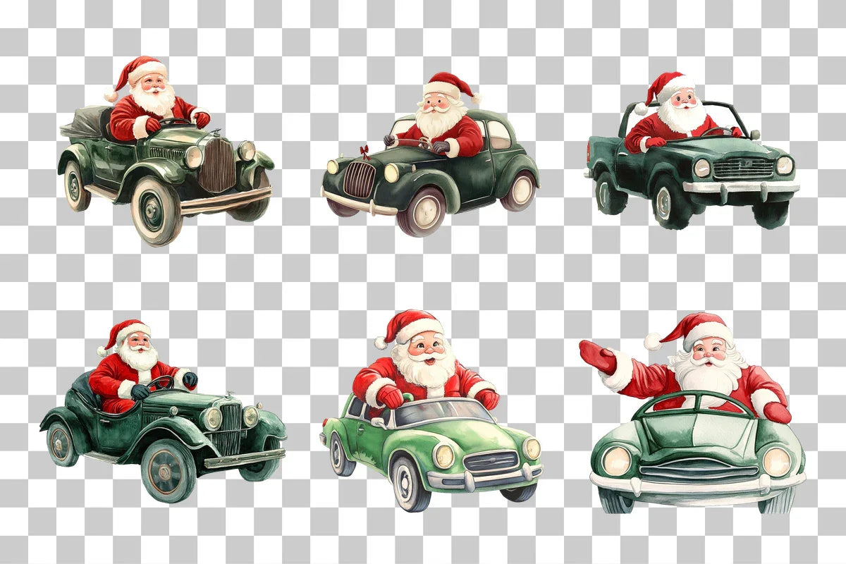 Santa Driving Car Clipart Bundle - CraftNest - Digital Crafting and Art